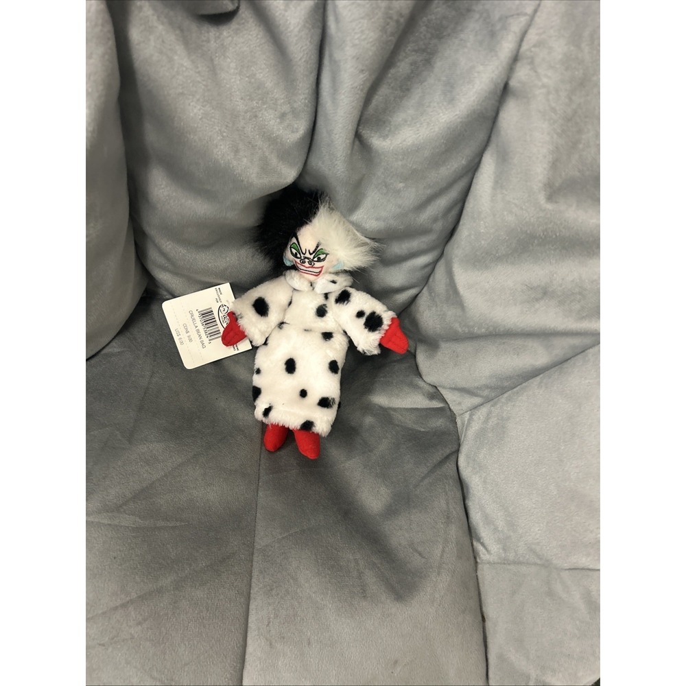 Disney Store Cruella De Vil Plush Bean Bag Doll Stuffed Animal Toy NWT